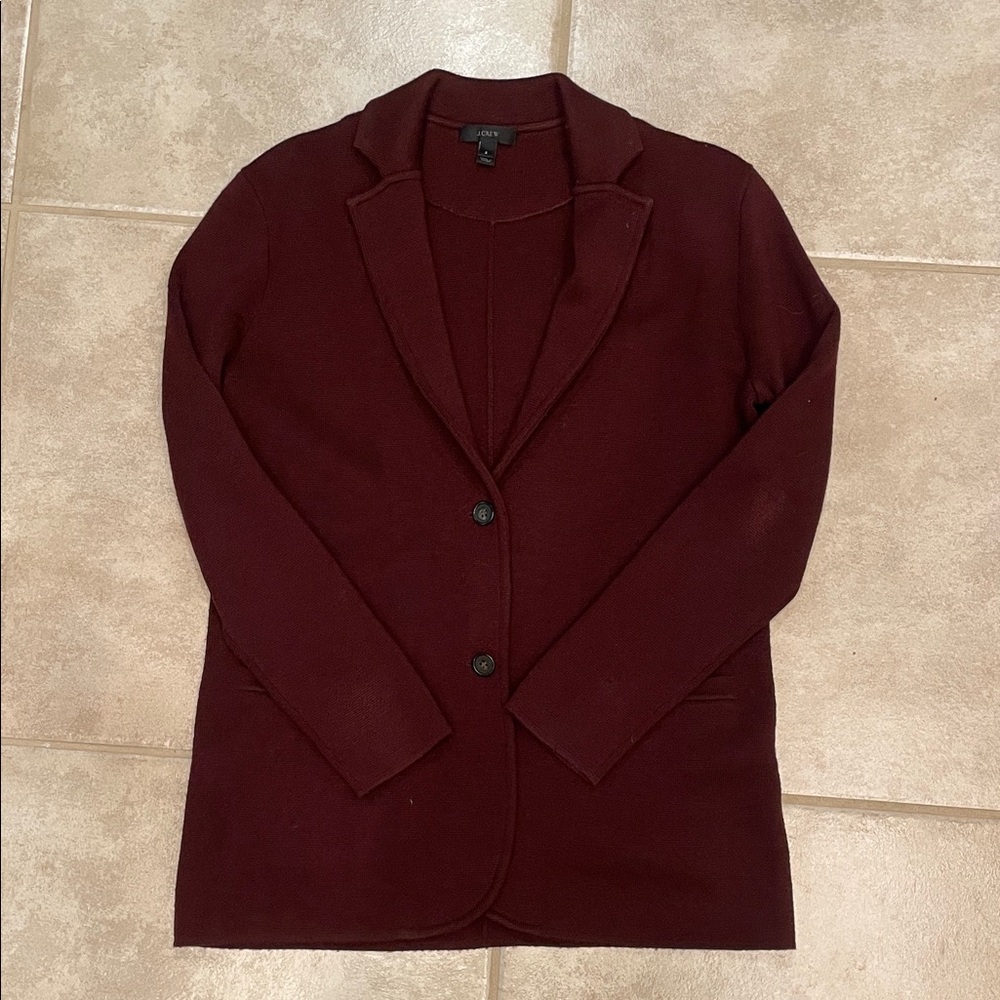 J. Crew Deep Red Knit Blazer